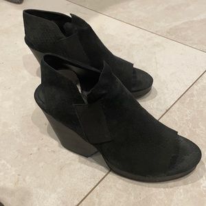 Black Suede Eileen Fisher block heels